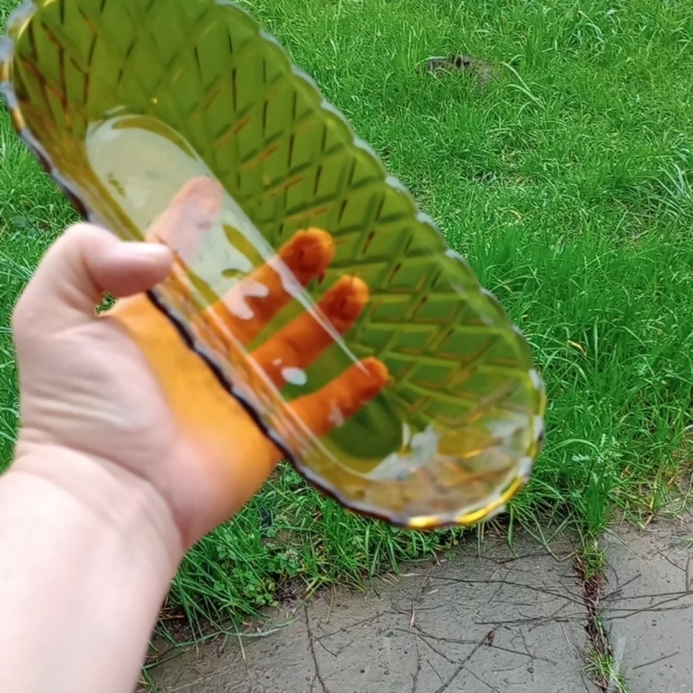 Glass Reptile Water Dish - Green/Amber
